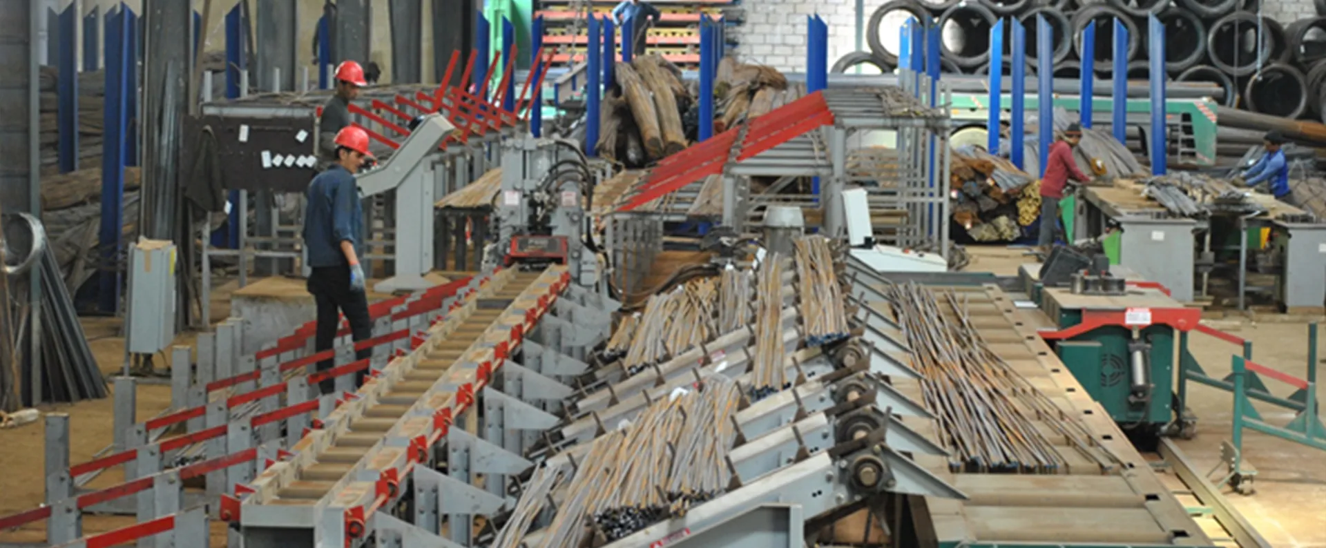 Cut and bend steel production line